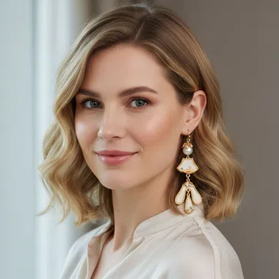 Fashnzfab Abstract Sculpted Dop Earrings In Gold