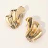 Fashnzfab Abstract Sculpted Fan Metal Earrings In Gold