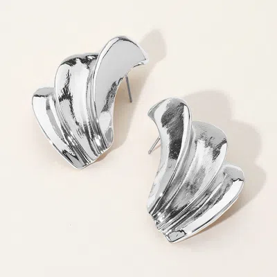Fashnzfab Abstract Sculpted Fan Metal Earrings In Multi