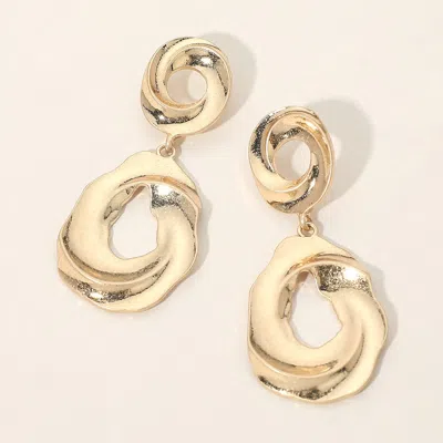 Fashnzfab Abstract Sculpted Metal Ring Drop Statement Earrings In Pink