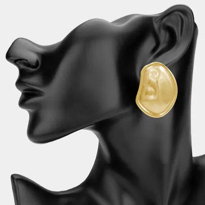 Fashnzfab Abstract Sculptural Organic Shape Metal Statement Earrings In Gold