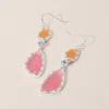 Fashnzfab Abstract Sea Glass Link Dropdown Dangle Earrings - Pink, Silver In Multi