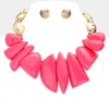 Fashnzfab Abstract Shape Resin Stone Accented Statement Necklace In Multi