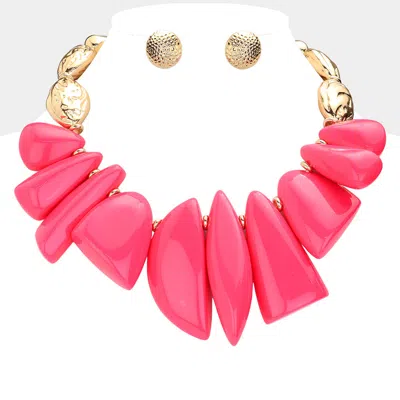 Fashnzfab Abstract Shape Resin Stone Accented Statement Necklace In Multi