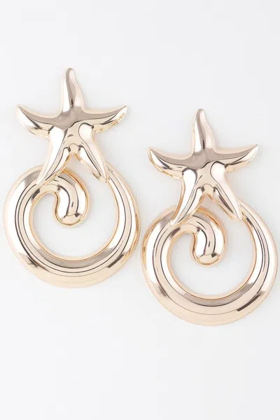 Fashnzfab Abstract Shiny Twisted Plate Earrings In Gold
