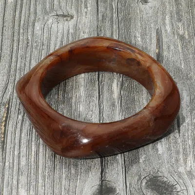 Fashnzfab Abstract Square Celluloid Acetate Bangle Bracelet Brown