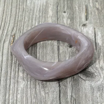 Fashnzfab Abstract Square Celluloid Acetate Bangle Bracelet In Gray
