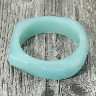 Fashnzfab Abstract Square Celluloid Acetate Bangle Bracelet Mint In Green