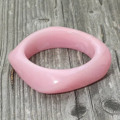 Fashnzfab Abstract Square Celluloid Acetate Bangle Bracelet Pink