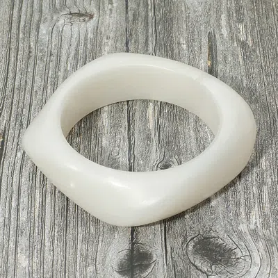 Fashnzfab Abstract Square Celluloid Acetate Bangle Bracelet White