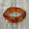 Fashnzfab Abstract Square Resin Bangle Bracelet In Brown