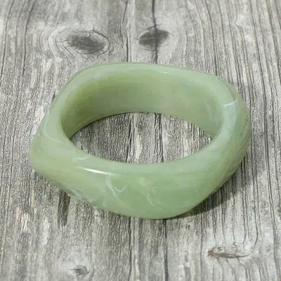 Fashnzfab Abstract Square Resin Bangle Bracelet In Green
