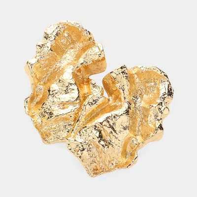 Fashnzfab Abstract Textured Clip On Earrings In Gold