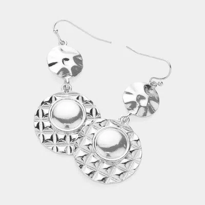 Fashnzfab Abstract Textured Metal Disc Link Dangle Earrings In Multi