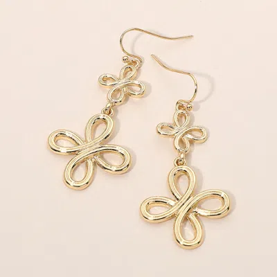 Fashnzfab Abstract Textured Metal Floral Charm Link Drop Earrings In Metallic