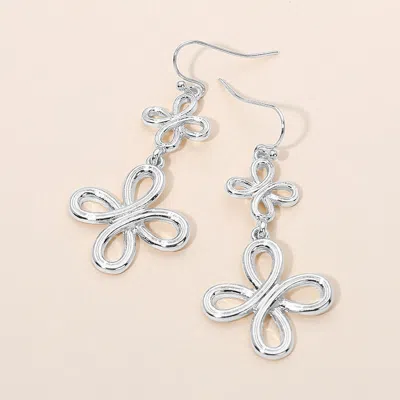 Fashnzfab Abstract Textured Metal Floral Charm Link Drop Earrings In Orange