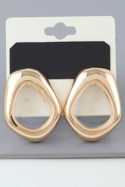 Fashnzfab Abstract Transparent Stone Earrings In Gold