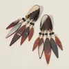 Fashnzfab Abstract Tribal Style Celluloid Acetate Statement Earrings In Brown