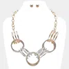 Fashnzfab Abstract Triple Metal Wire Ring Link Statement Necklace In Gold