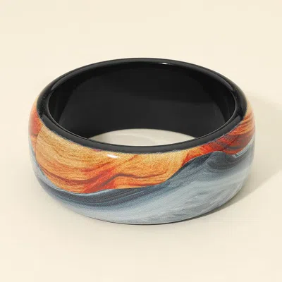 Fashnzfab Abstract Wave Print Resin Bangle Bracelet In Black
