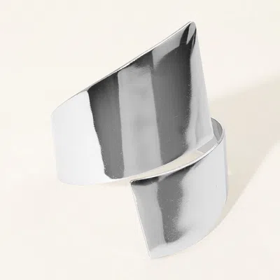 Fashnzfab Abstract Wide Metal Wrap Bangle Bracelet Rhodium In Metallic