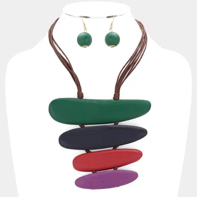 Fashnzfab Abstract Wood Necklace In Red