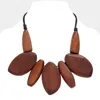 Fashnzfab Abstract Wood Statement Necklace In Multi