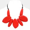 Fashnzfab Abstract Wood Statement Necklace In Red
