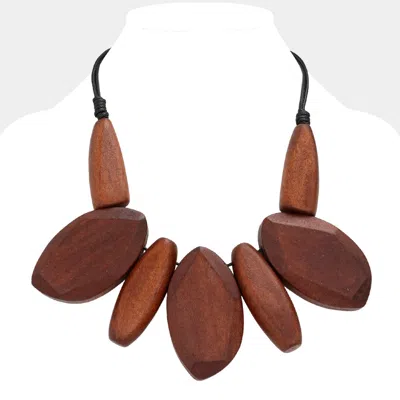 Fashnzfab Abstract Wood Statement Necklace In Red