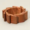 Fashnzfab Abstract Wooden Beaded Stretch Bracelet Neutral In Sand