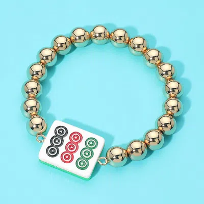 Fashnzfab Accent Beaded Stretch Bracelet In Gold