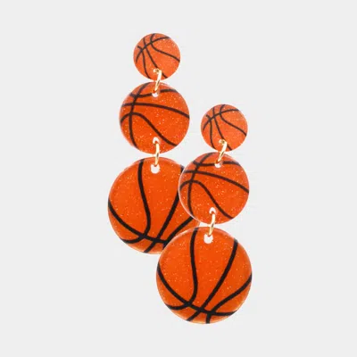 Fashnzfab Acetate Basketball Link Earrings In Gold