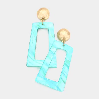 Fashnzfab Acetate Open Rectangle Dangle Earrings In Blue