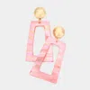Fashnzfab Acetate Open Rectangle Dangle Earrings In Pink