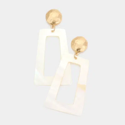 Fashnzfab Acetate Open Rectangle Dangle Earrings In White