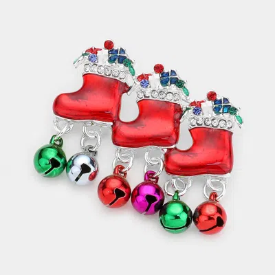 Fashnzfab Acrylic Christmas Bell Pin Brooch In Red