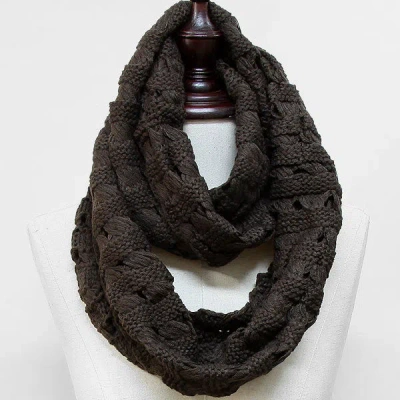 Fashnzfab Acrylic Knit Infinity Scarf In Brown