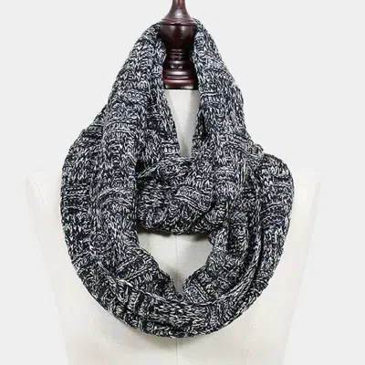 Fashnzfab Acrylic Knitted Infinity Scarf In Black