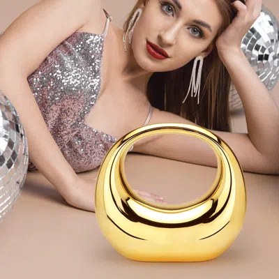 Fashnzfab Acrylic Moon Shape Evening Bag / Clutch Bag In Gold