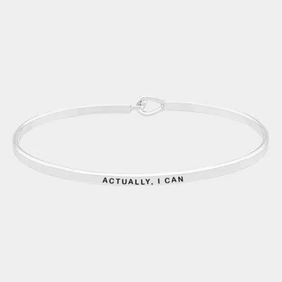 Fashnzfab Actually, I Can Brass Thin Metal Hook Bracelet Rhodium In Multi