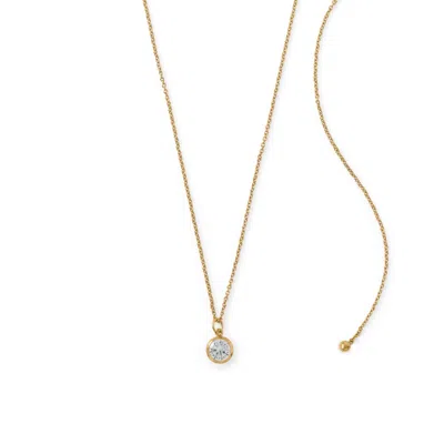 Fashnzfab Adjustable 22" 14/20 Gold-filled Cz Drop Necklace In Yellow