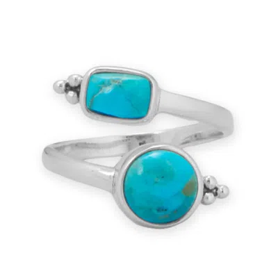 Fashnzfab Adjustable Multi Shape Turquoise Wrap Ring In Pattern