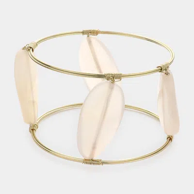 Fashnzfab Agate Stone Station Bracelet White