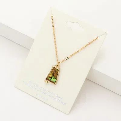 Fashnzfab Alabama State Map Abalone Pendant Necklace In Multi