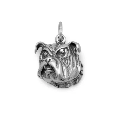 Fashnzfab All Bark No Bite! Oxidized Bulldog Face Charm In Pink