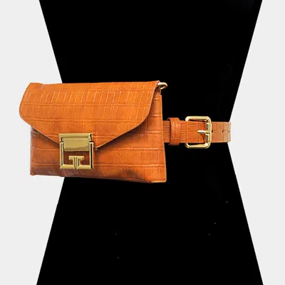 Fashnzfab Alligator Pattern Faux Leather Fanny Pack / Belt / Crossbody / Clutch Bag In Brown