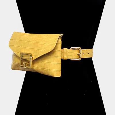 Fashnzfab Alligator Pattern Faux Leather Fanny Pack / Belt / Crossbody / Clutch Bag In Yellow