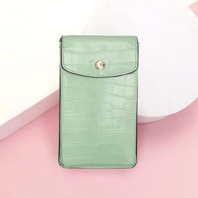 Fashnzfab Alligator Pattern Faux Leather Travel Neck Pouch Bag In Green