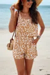 Fashnzfab Allover Print Sleeveless Square Neck Elastic Sets