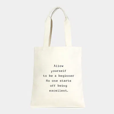 Fashnzfab Allow Yourself To Be A Beginner _ Cotton Canvas Eco Shopper Bag In Multi